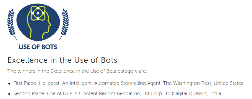 excellence in the use of bots winners image