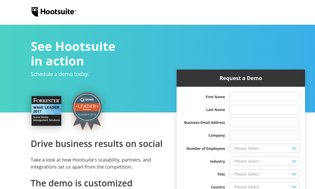 hootsuite registration page