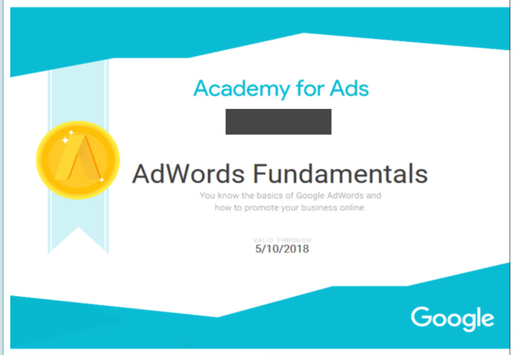 Google AdWords certificate